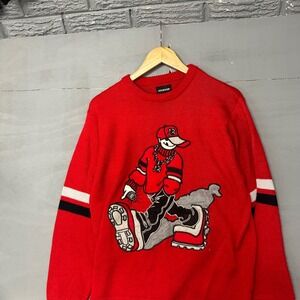 Vintage Joe Boxer Red Graphic Knit‎ Sweater Streetwear Character 90s Y2K Mens L